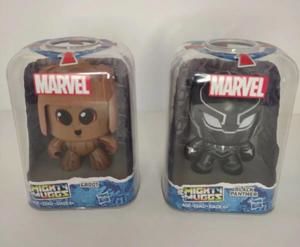 Marvel Mighty Muggs Groot #02 + Black Panther #07 - Lot of 2 Hasbro Figures NIB